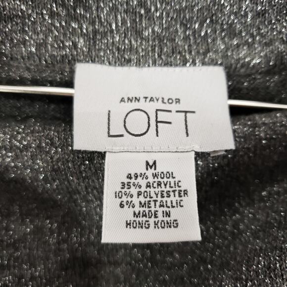 Ann Taylor LOFT Wool Blend Sweater Womens XS Metallic Silver Cowl Neck Pullover - Picture 6 of 6